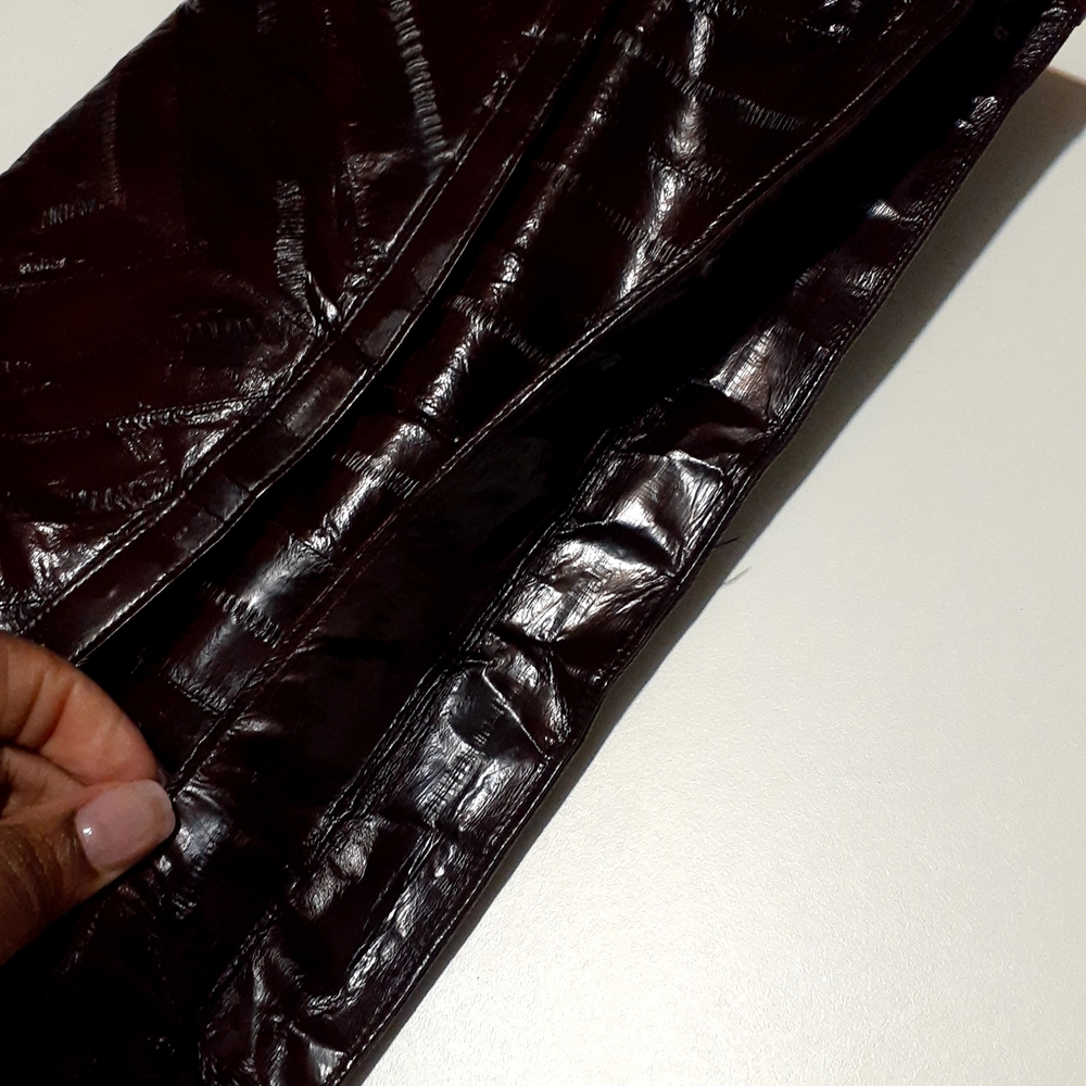 Dark Brown Crocodile Embossed Clutch - Picture 9 of 12